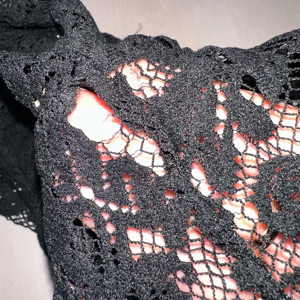 Free People Black Lace Floral Midi Sheer Overlay Dress Cover Small